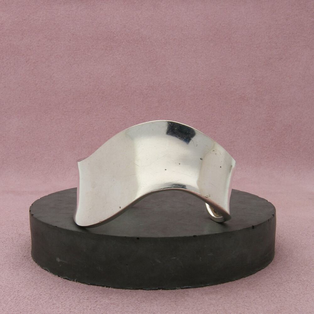 taxco mexico sterling silver vintage wavy cuff bracelet size 5.75in